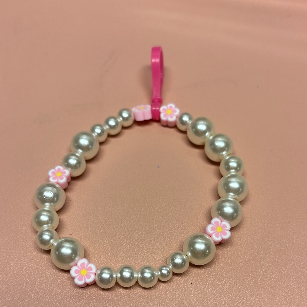 Pearl and Pink Flower Kids Bracelet